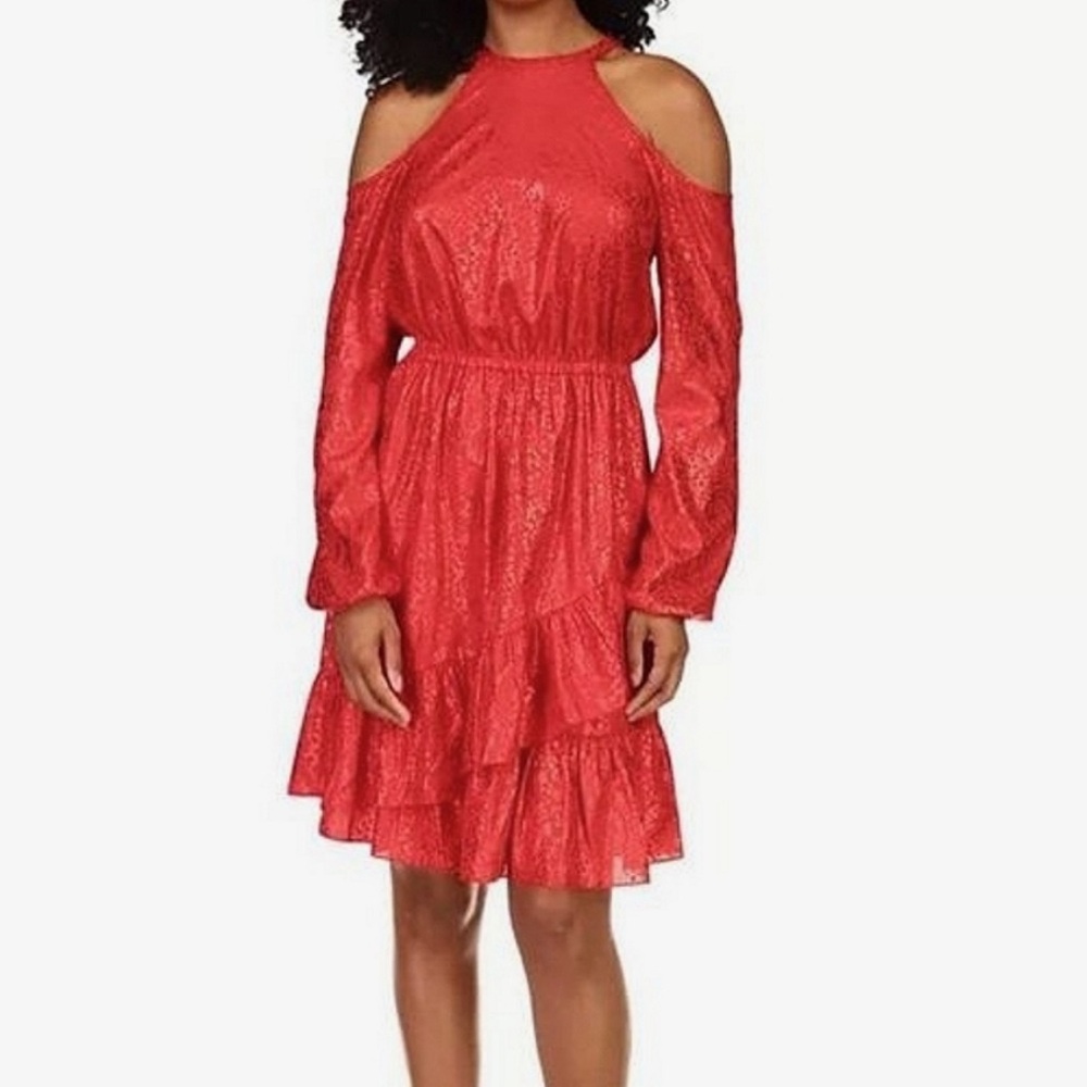 MICHAEL Michael Kors Elegant Red Cold Shoulder Dress